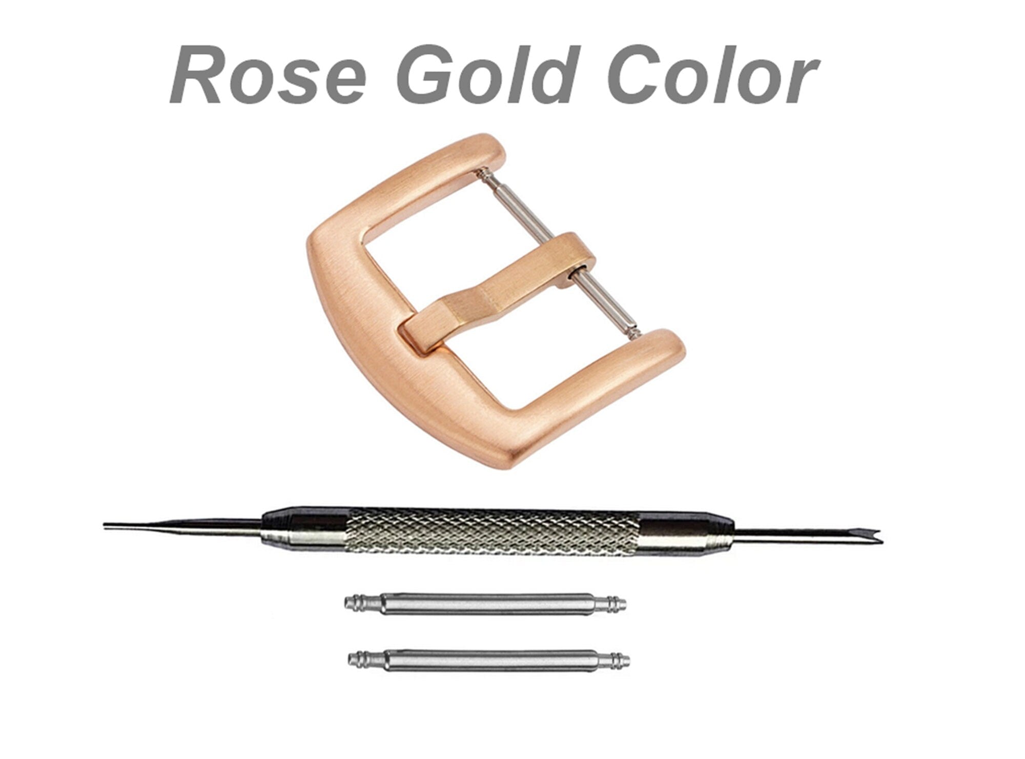 4pcs Set Exquisite Buckles for 20mm 22mm 24mm Watch Straps Bands Replacement Kit Clasp Silver Black Rose Gold Color - Pins Tool Included